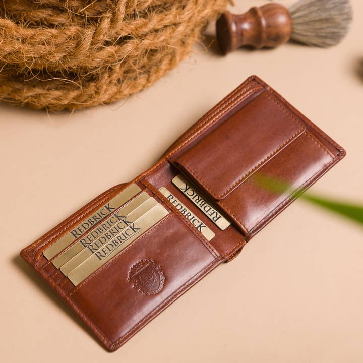 Redbrick Cognac Bifold Læderpung for engroshandel hos Redbrick