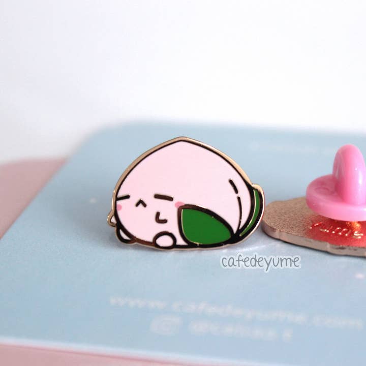 Lonely Peach Bun Mini Enamel Pin for wholesale by Cafe De Yume