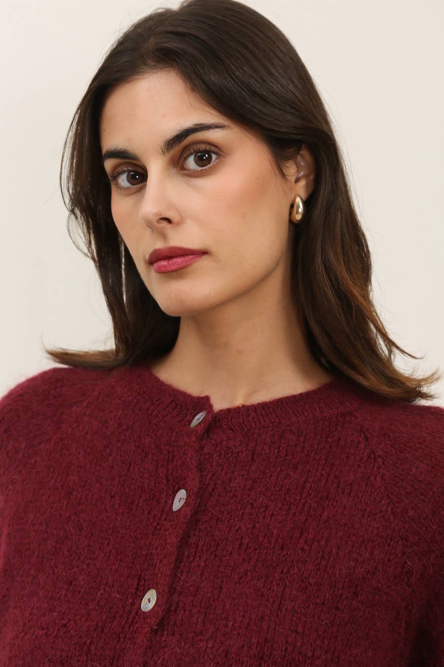 NAÏS PARIS – Cardigan - Mulher por atacado – Cardigan de gola redonda com mangas longas em kid mohair e lã2