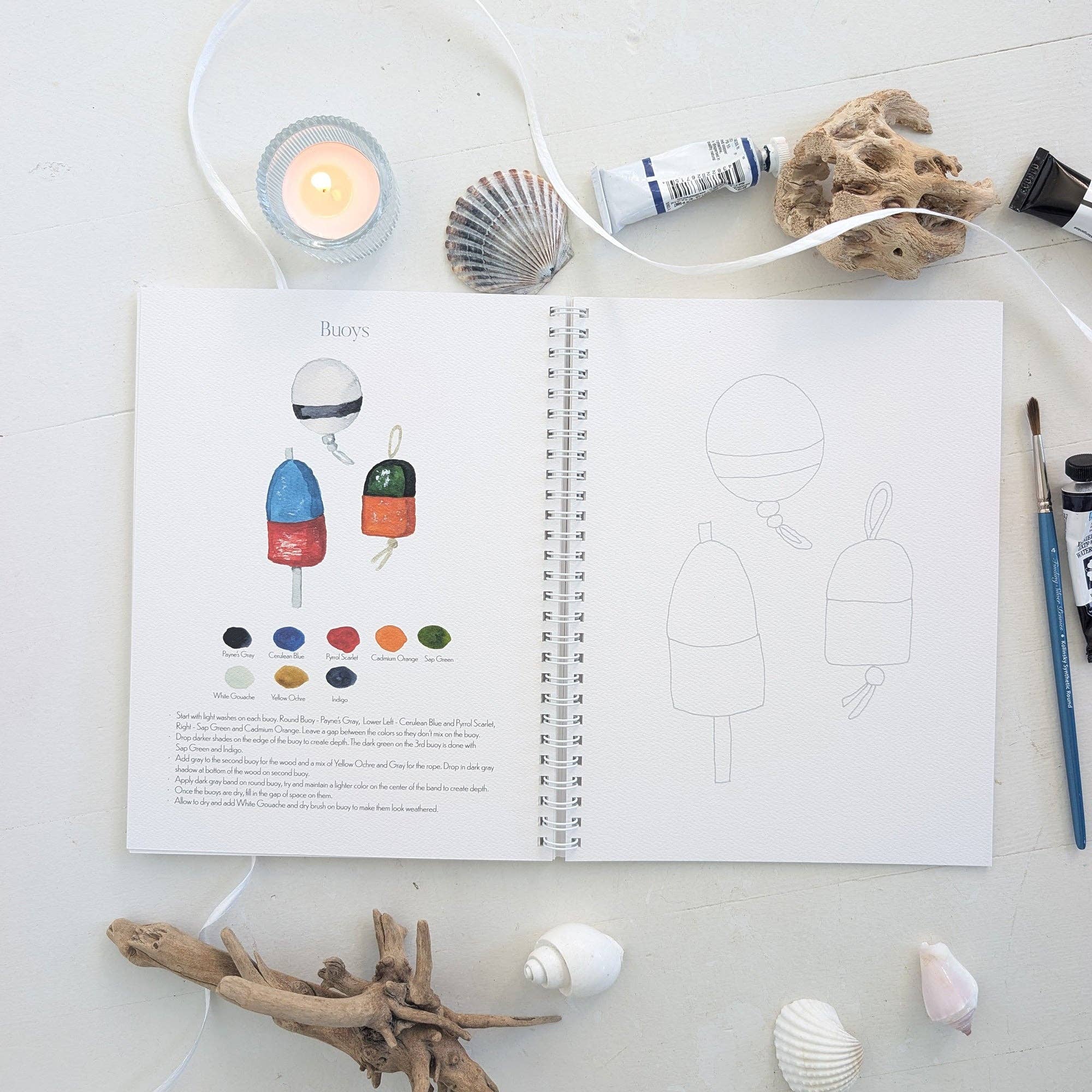 Finding Silver Pennies - Wholesale Crafts, Hobbies & DIY Book - Coastal Watercolor Workbook | Outlines + Video Tutorials10