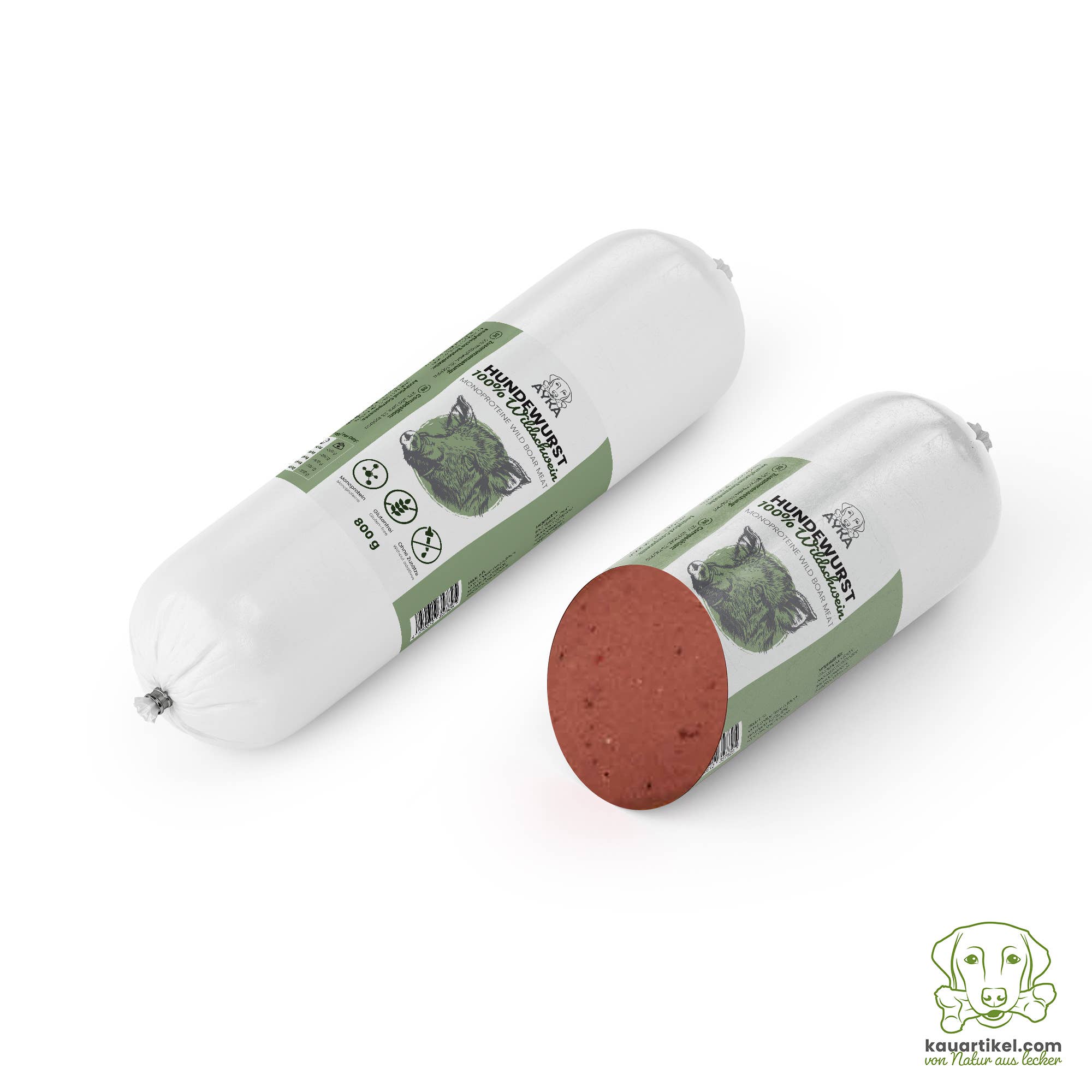 Kauartikel.com GmbH – Großhandel Tiernahrung – Hund – AYKA Hundewurst Wildschwein2