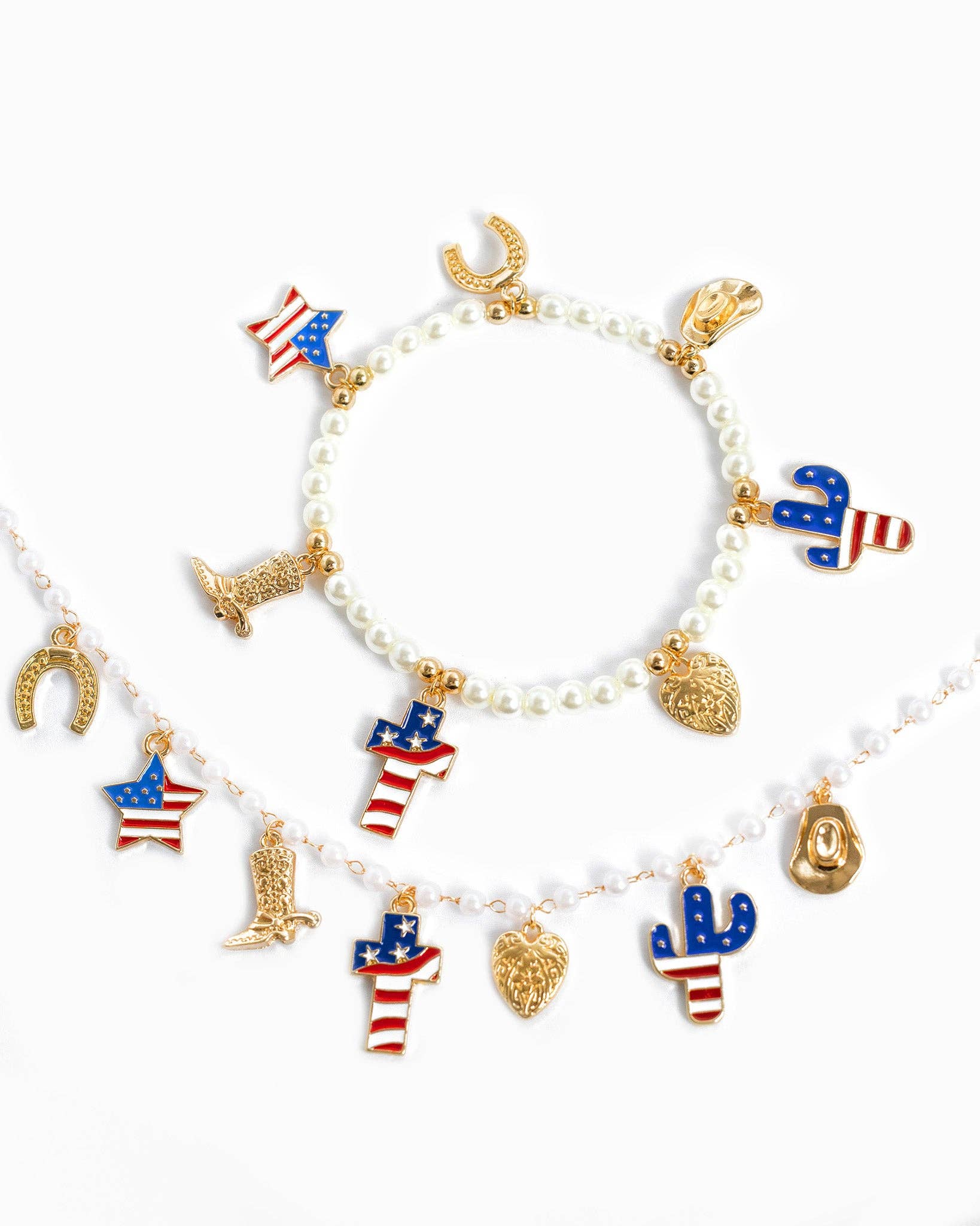 Sessori - Wholesale Charm/Dangle Bracelet - Americana Western Charm Pearl Bracelet1