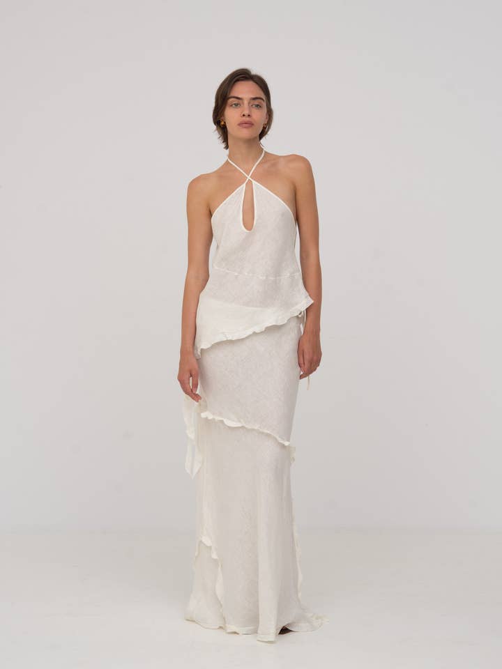 CARMEN SAYS - Wholesale Skirt - Women's - Falda Éxtasis de Lino Blanco5