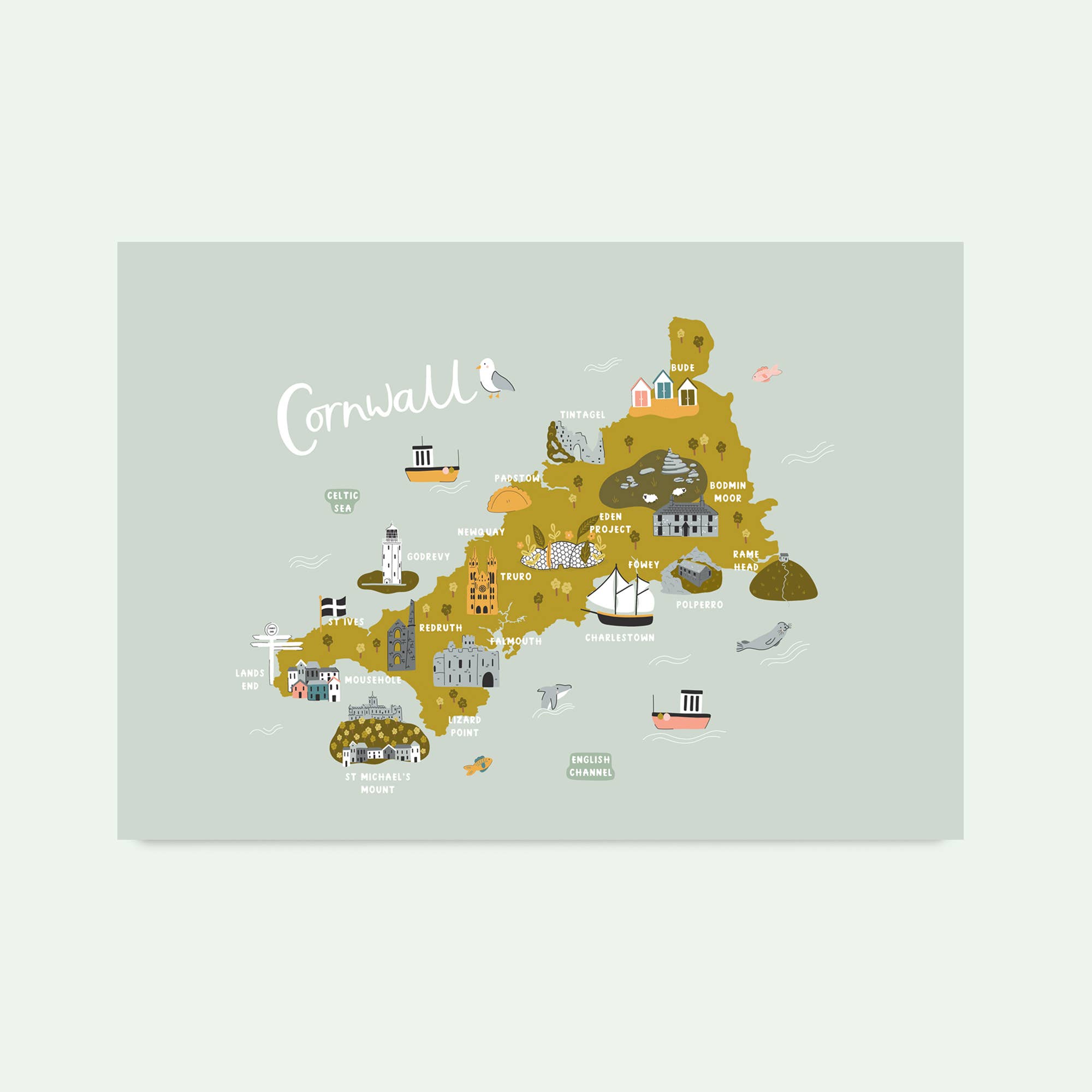 Abbie Imagine - Wholesale Art Print - Cornwall Map Print | Illustrated Cornish Print1