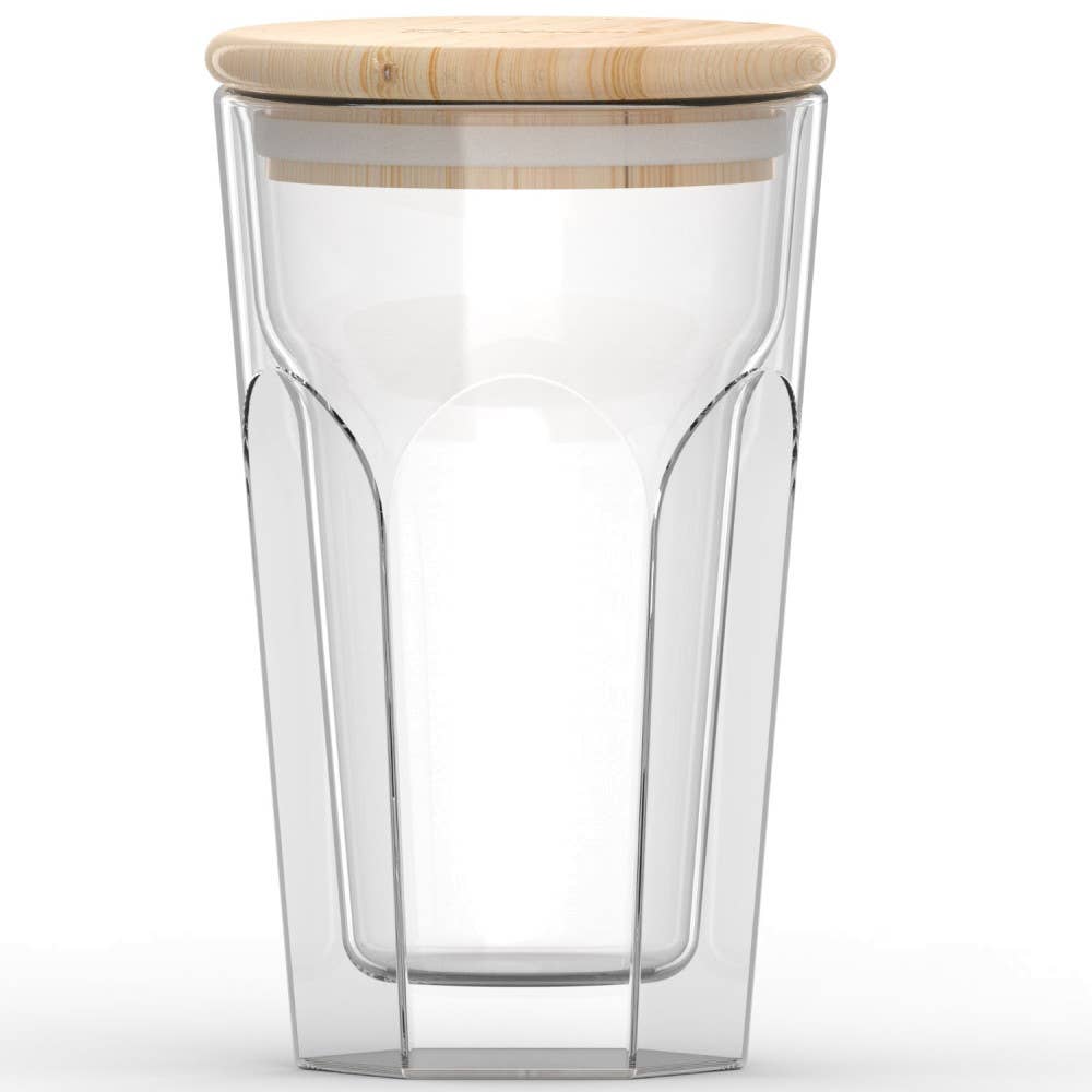 TABLESETTERS LIMITED - Wholesale Drinkglas/beker - Dubbelwandige beker met bamboedeksel set van 22