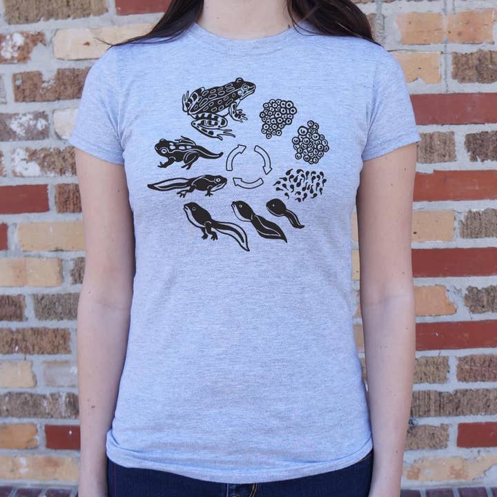 6DS - Vendita all'ingrosso Maglietta serigrafata - Donna - Maglietta da donna Frog Life Cycle