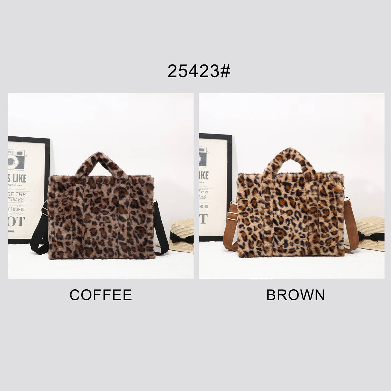 House of Milano - Wholesale Tote Bag - Women's - 25423 Faux Fur Leopard Print Tote Bag8
