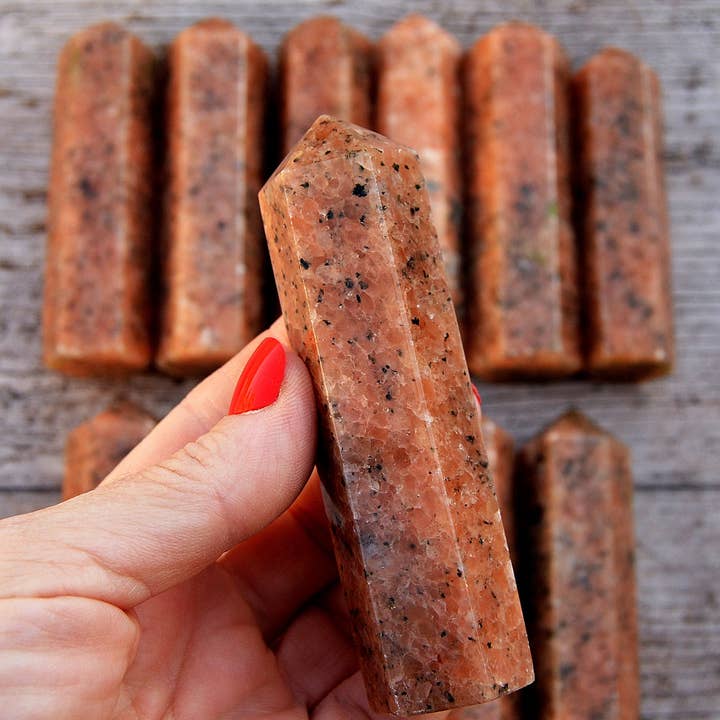 Kaia & Crystals - Wholesale Spiritual Stone/Crystal - Orange Calcite Prism Point (95mm)3