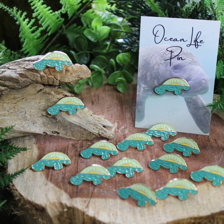 National Parks and Beyond - Wholesale Lapel Pin/Button - Manatee and the Ocean - Metal & Enamel Pin3