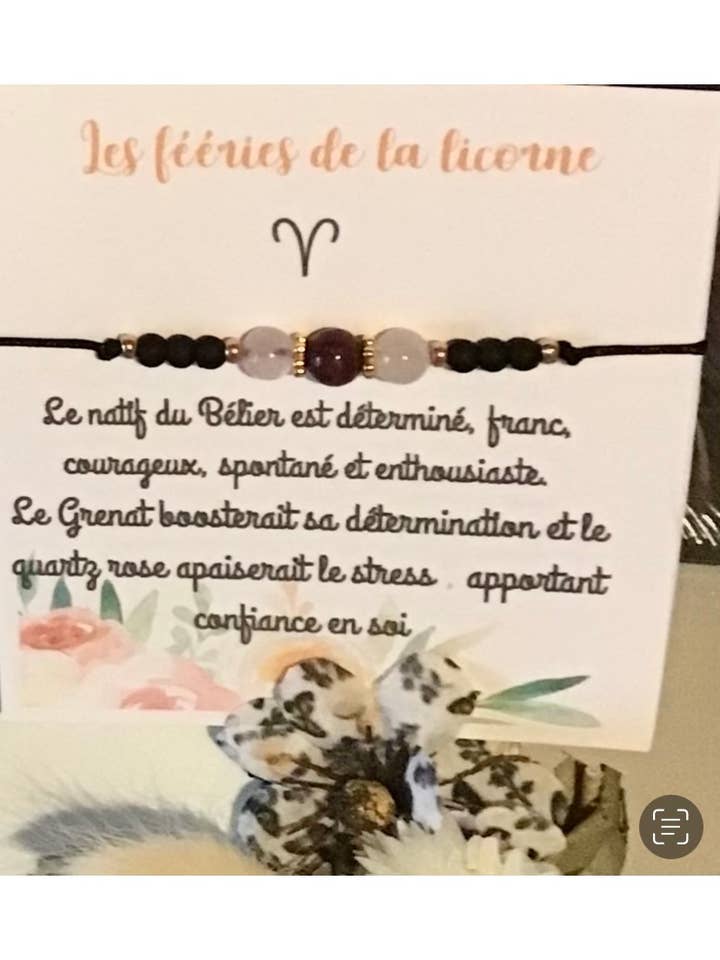 Bracciale Aries
Piccolo bracciale realizzato con pietre selezionate per la vendita all'ingrosso da parte di Les féeries de la licorne