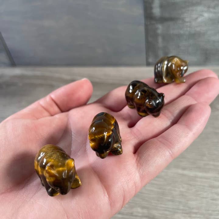 Keystone Crystals - Vente Figurine décorative - Petite figurine d'ours en pierre précieuse sculptée – Totem animal en cristal7