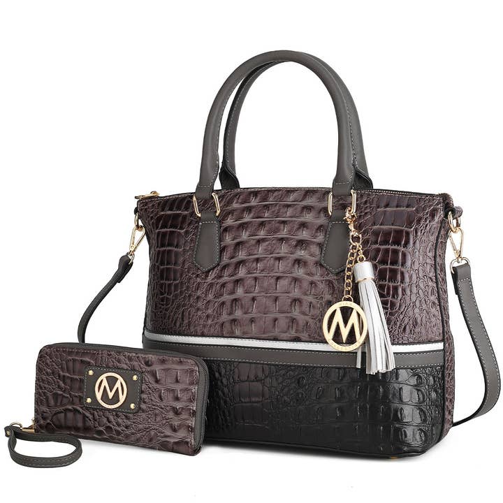 MKF Collection - Wholesale Tote Bag - Women's - Autumn Crocodile Skin Tote Bag with Wallet by Mia k9
