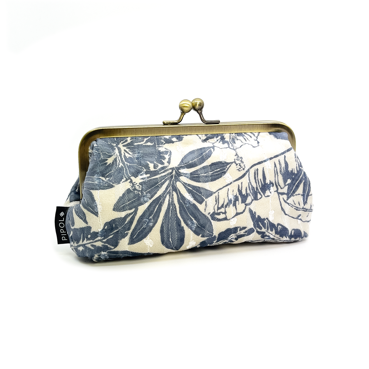 PIPOL - Wholesale Makeup/Cosmetic Bag - LEAVE VELVET FRAME BLUE0