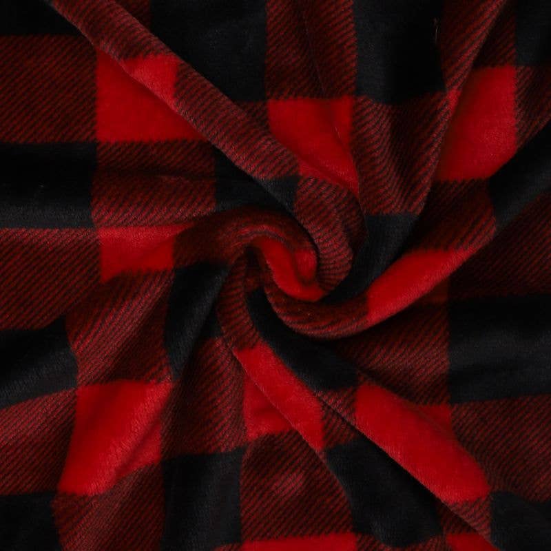 Classic black and red plaid fluffy fleece sofa throw blanket for wholesale on Faire2