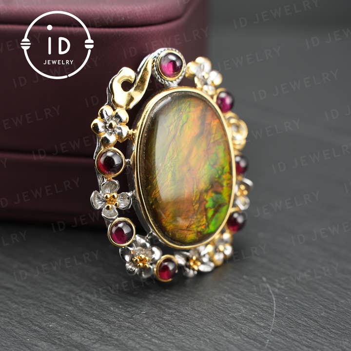 idjewelry – wholesale Individuell berlock/hänge – Naturlig Ammolit-hänge| Handgjorda Ädelstenssmycken| Vintage Opalhänge| Unik Gåva för Kvinnor