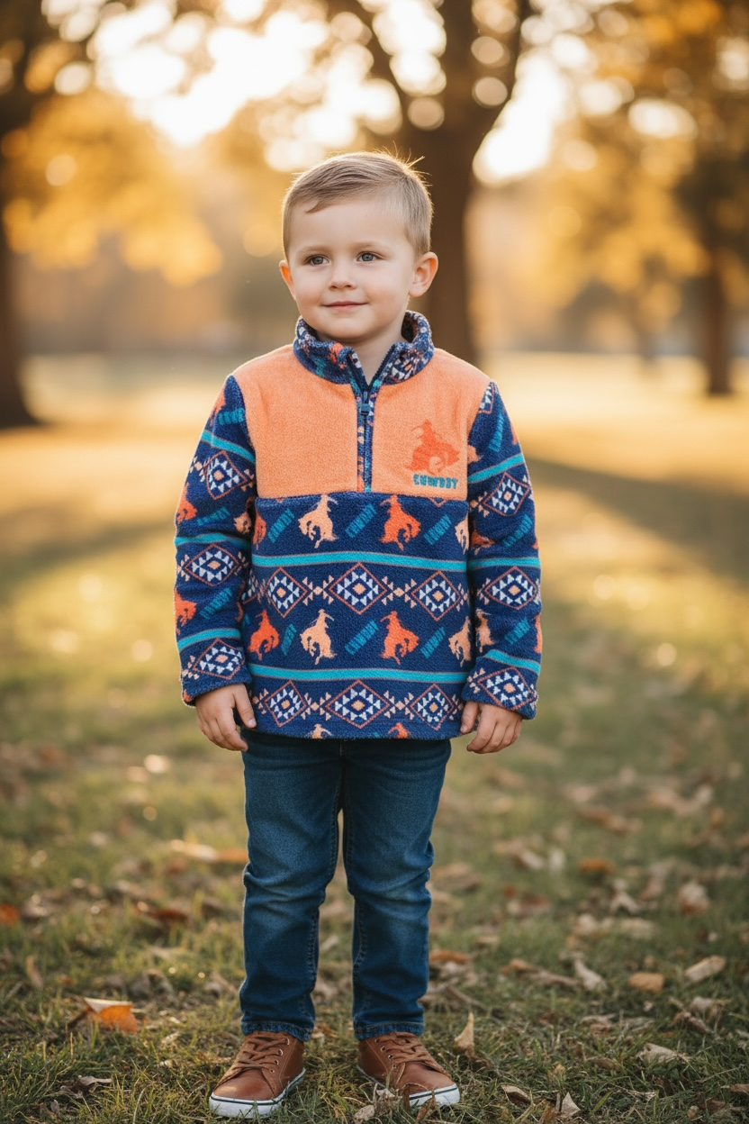 Kids Charm Online - Wholesale Sweatshirt - Kids - Howdy" Horse rider printed pullover sweater. TPB50514 JEAN3