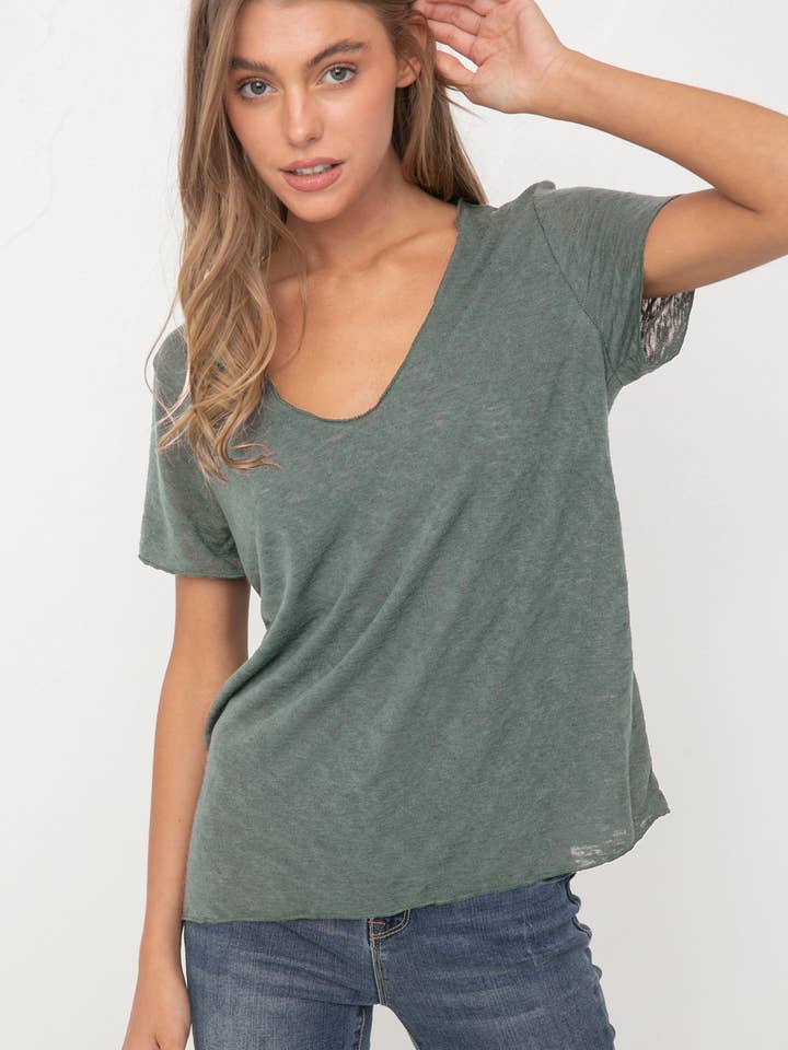 CASUAL SLUBBY RELAXED FIT TEE WMT1984-2 for wholesale by Wasabi + Mint