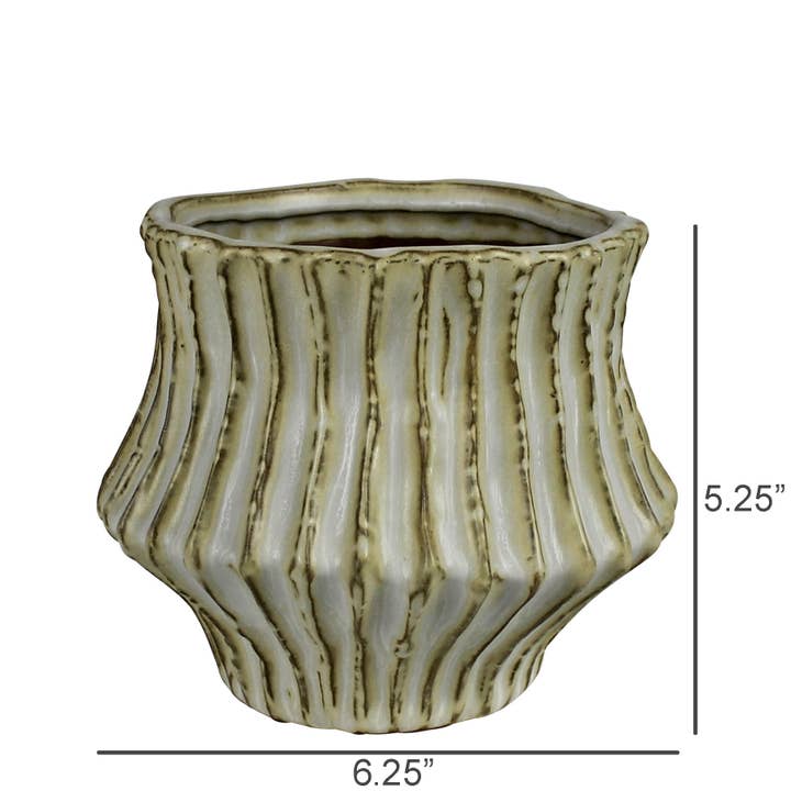 HomArt - Wholesale Plant Pot - Stoneware Ribbed Cachepot1