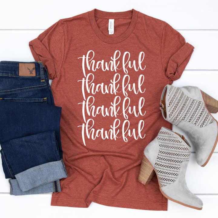 Thankful Thankful T-Shirt Fall Thanksgiving Autumn Tee Shirt for wholesale by Zoe Creative Co