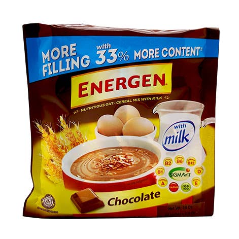 Energen Cereal Mix With Milk- Chocolate Flavor, 24 Packs/Case, 14 oz(397g) for wholesale by Takari International, Inc.