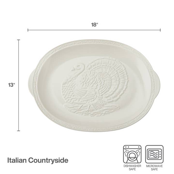 WHITE Mikasa Italian Cntrysd Turkey Platter Brown Box Pkg for wholesale on Faire
