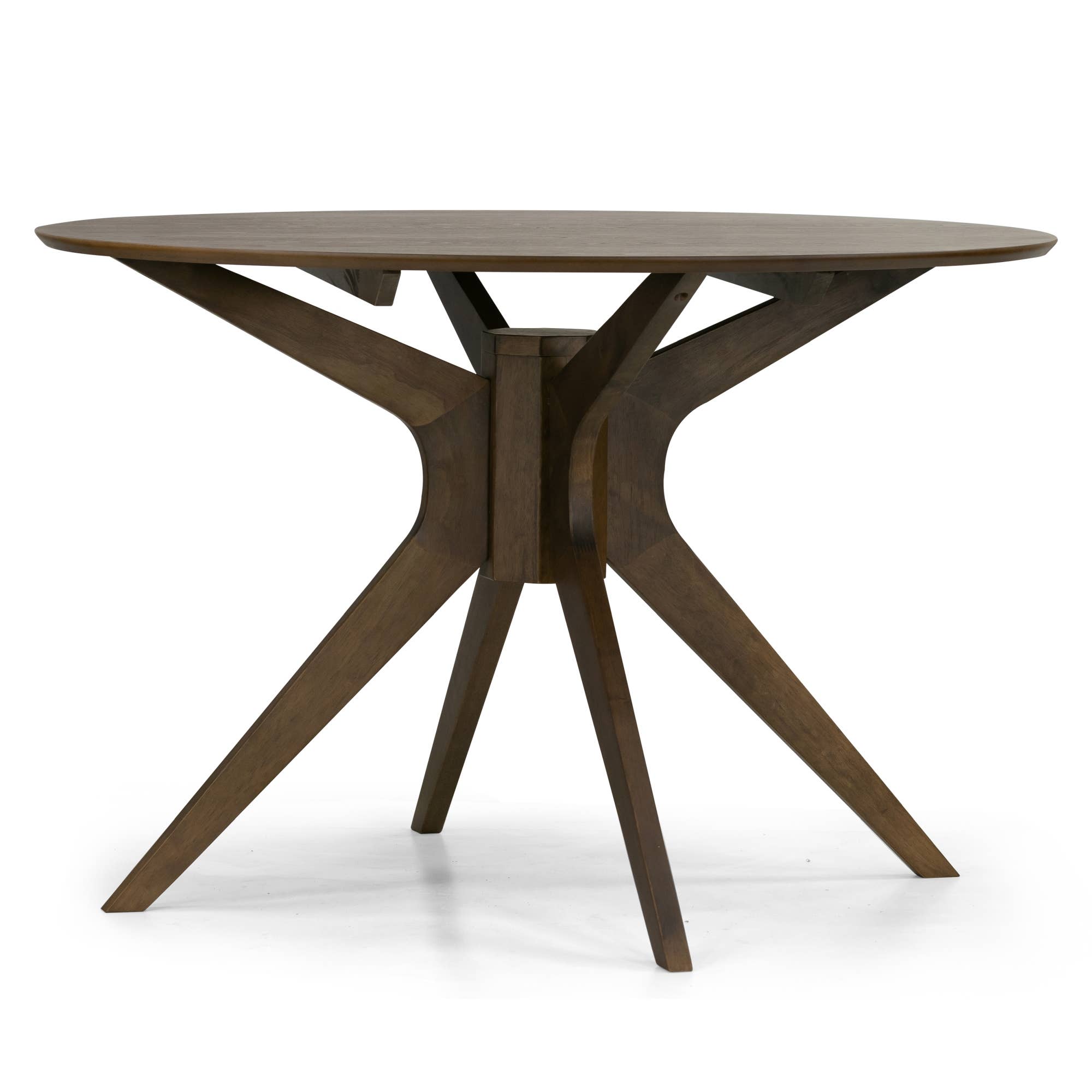 Glamour Home - Wholesale Side Table - Blair Walnut Round Wood Dining Table Starburst Style Base5
