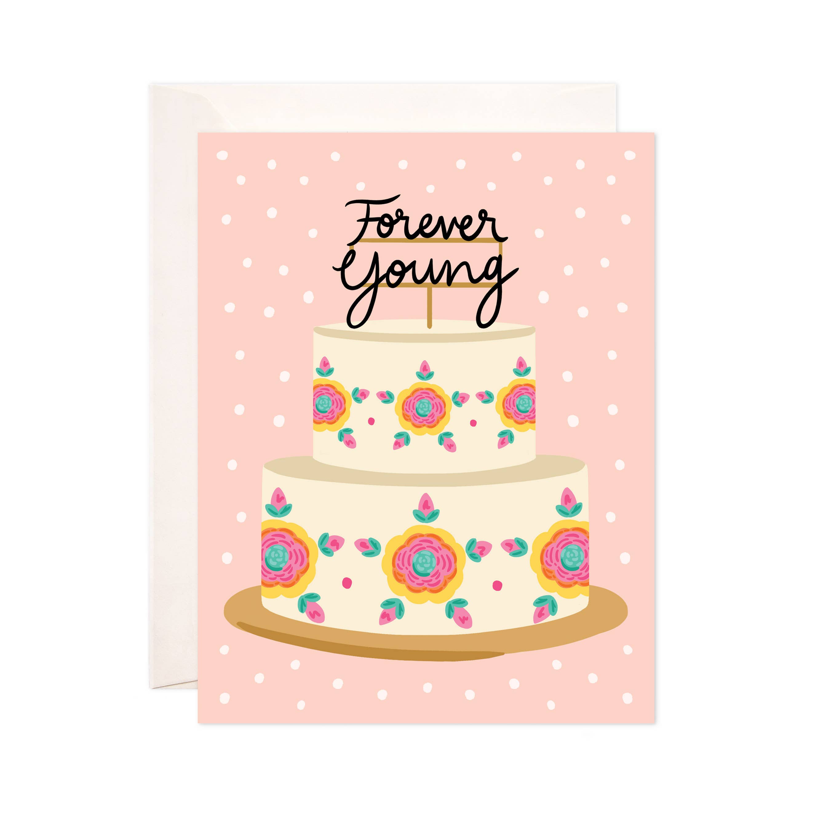 Bloomwolf Studio – wholesale Birthday card – Forever Young Cake Greeting Card - Funny Birthday Card0