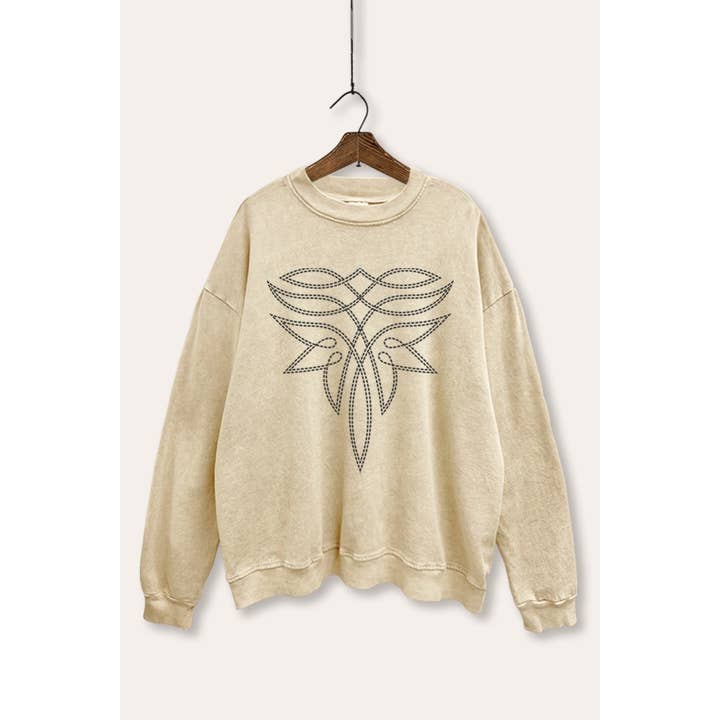 PINK NABI - Wholesale Graphic Sweatshirt - Women's - WESTERN BOOT STITCH PATTERN GRAPHIC WOMEN'S SWEATSHIRT5