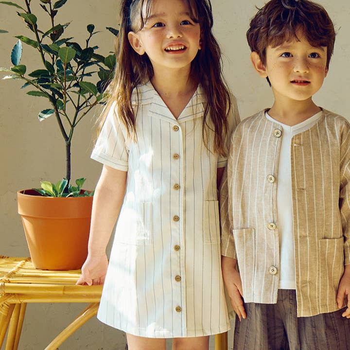 Elisa Striped Button Down Collared Summer Shirt Dress for wholesale by ToTo Heros