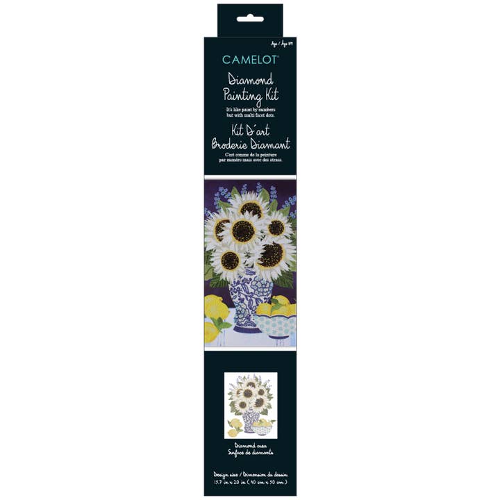 Camelot - Wholesale DIY Craft Kit - White Sunflowers Diamond Painting Kit1