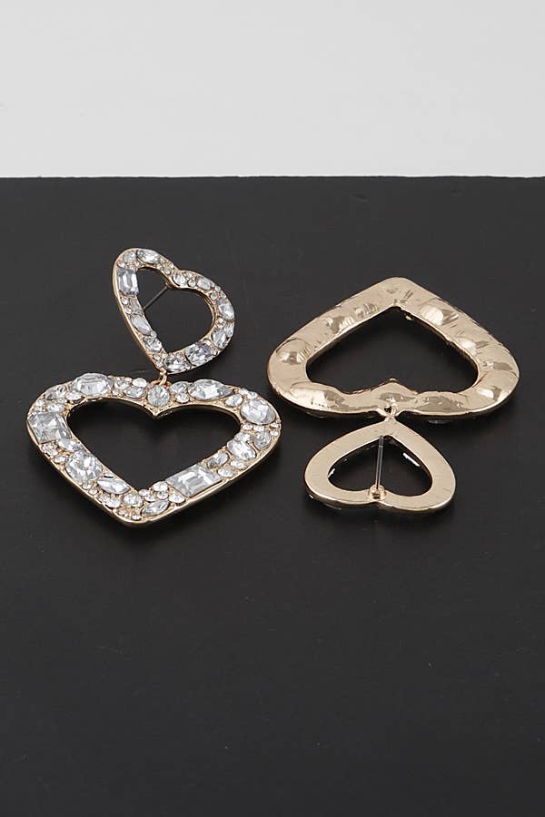 GOLD MULTI Herzförmige Doppelkristall-Ohrringe für den Großhandel auf Faire1