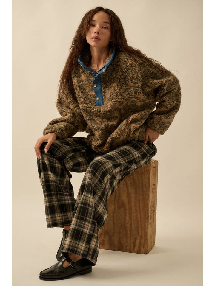 Promesa USA - Wholesale Pants - Women's - Plaid Flannel Wide-Leg Drawstring Pants7