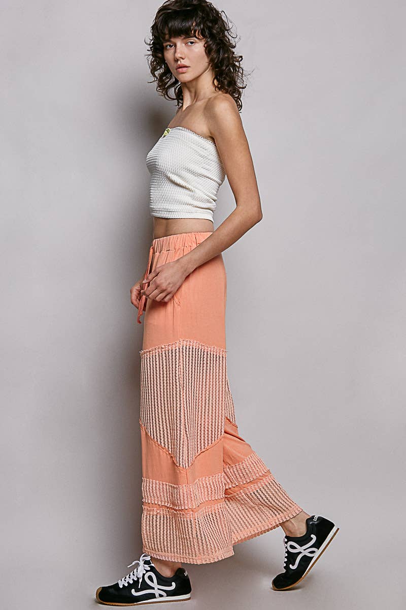 Pol Clothing - Wholesale Pants - Women's - Contrast see through elastic waist knit culottes pants4