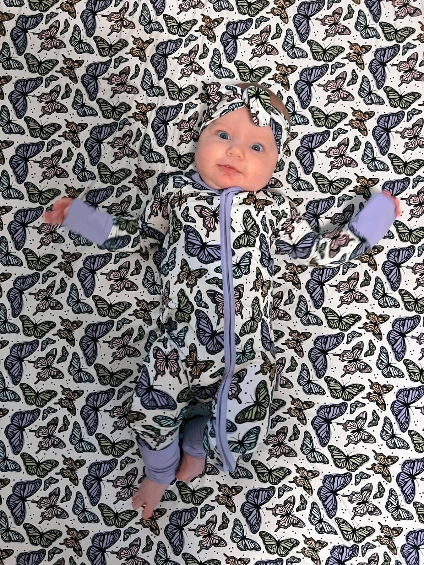 Joan's - Wholesale Sleepsuit - Baby - Butterfly Bamboo Zippy2