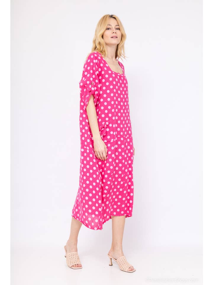 LINEN & COTTON HOUSE - Wholesale Dress - Women's - DRESS IN LINEN 7697 POLKA DOTS