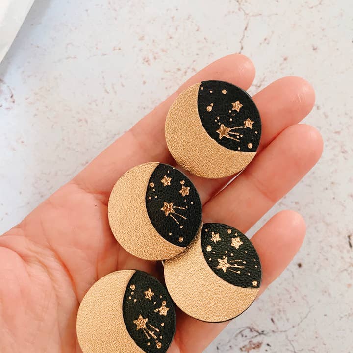 du vent dans mes valises - Wholesale Brooch - Celestial brooch waxing moon, the soft starry night