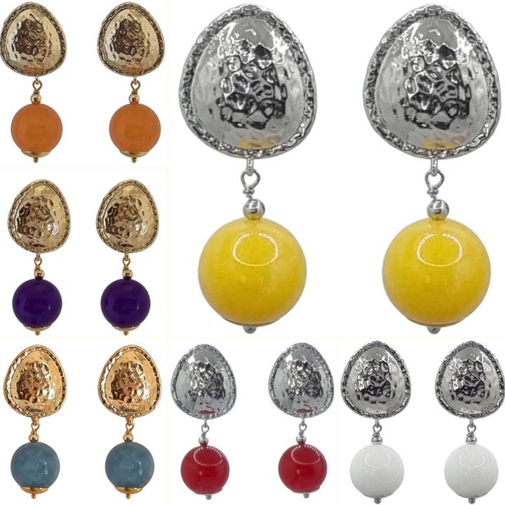PearlGem Designs - Wholesale Dangle earrings - Emily Gold or Platium plated Gemstone Stud Earrings35