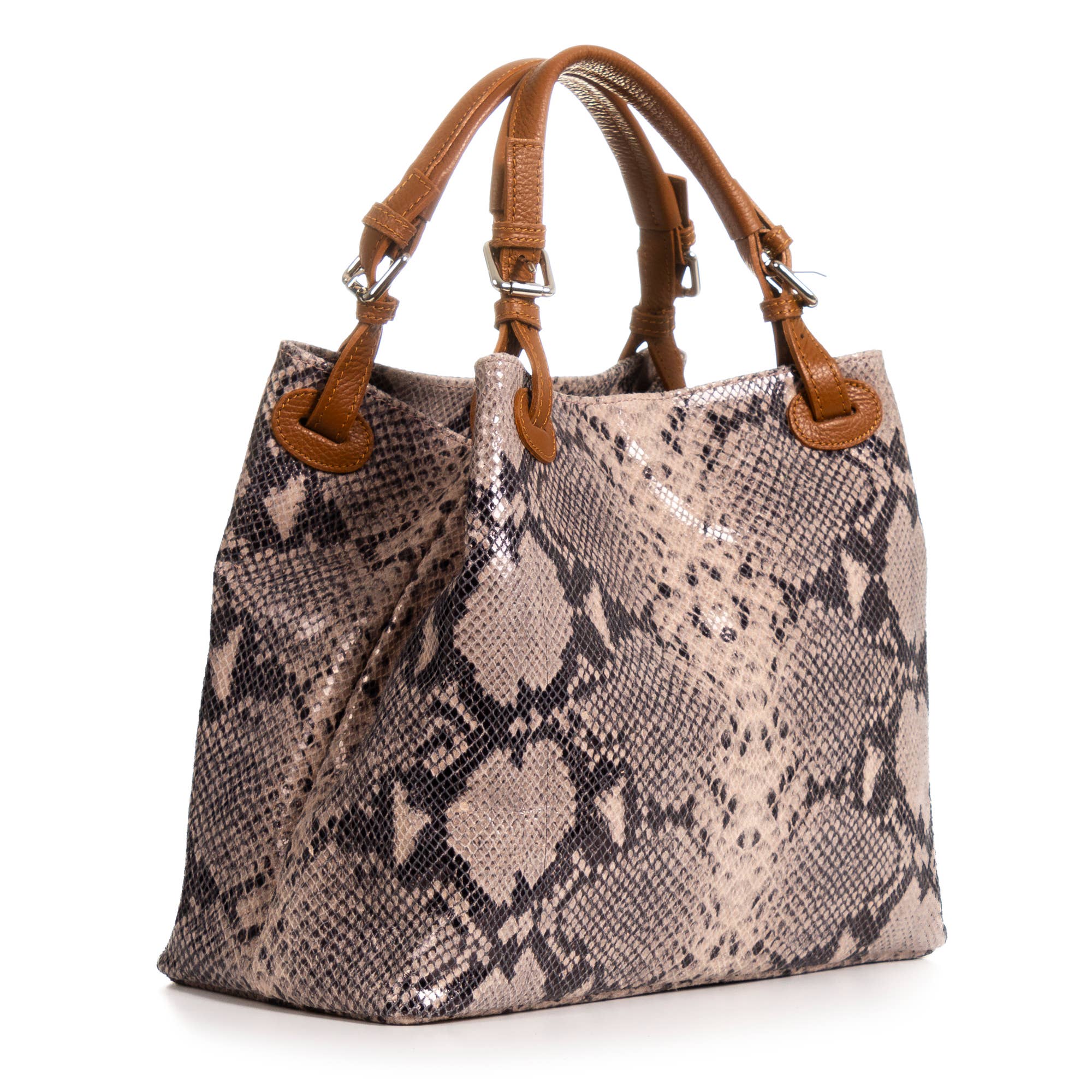 FIRENZE ARTEGIANI – Sacola - Mulher por atacado – Bolsa Tote Feminina Godeberta em Camurça de Python e Couro Legítimo9