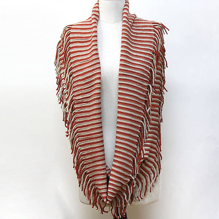 Sensibling Corp. - Wholesale Scarf - Women's - Striped Knit Fringe Infinity Scarf5