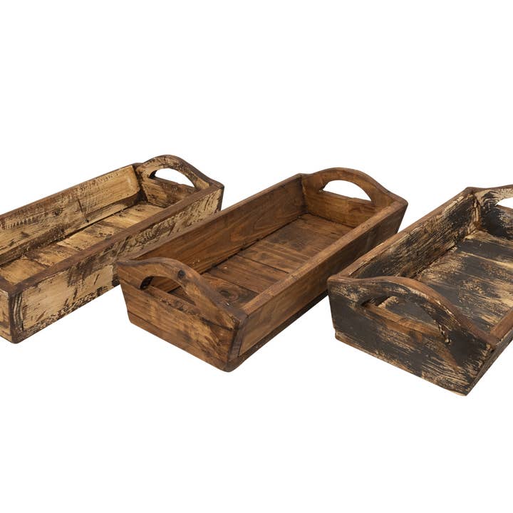 Kerrville Farmhouse Wood Tray W/ Handles-9x20x7 inches-NEW and other Purchase Wholesale wooden rolling tray. Free Returns & Net 60 Terms on Faire trending on Faire.