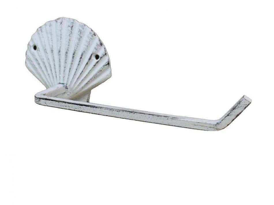 Hampton Ironworks - Wholesale Towel Holder/Hanger - Whitewashed Cast Iron Shell Hand Towel Holder 10""1