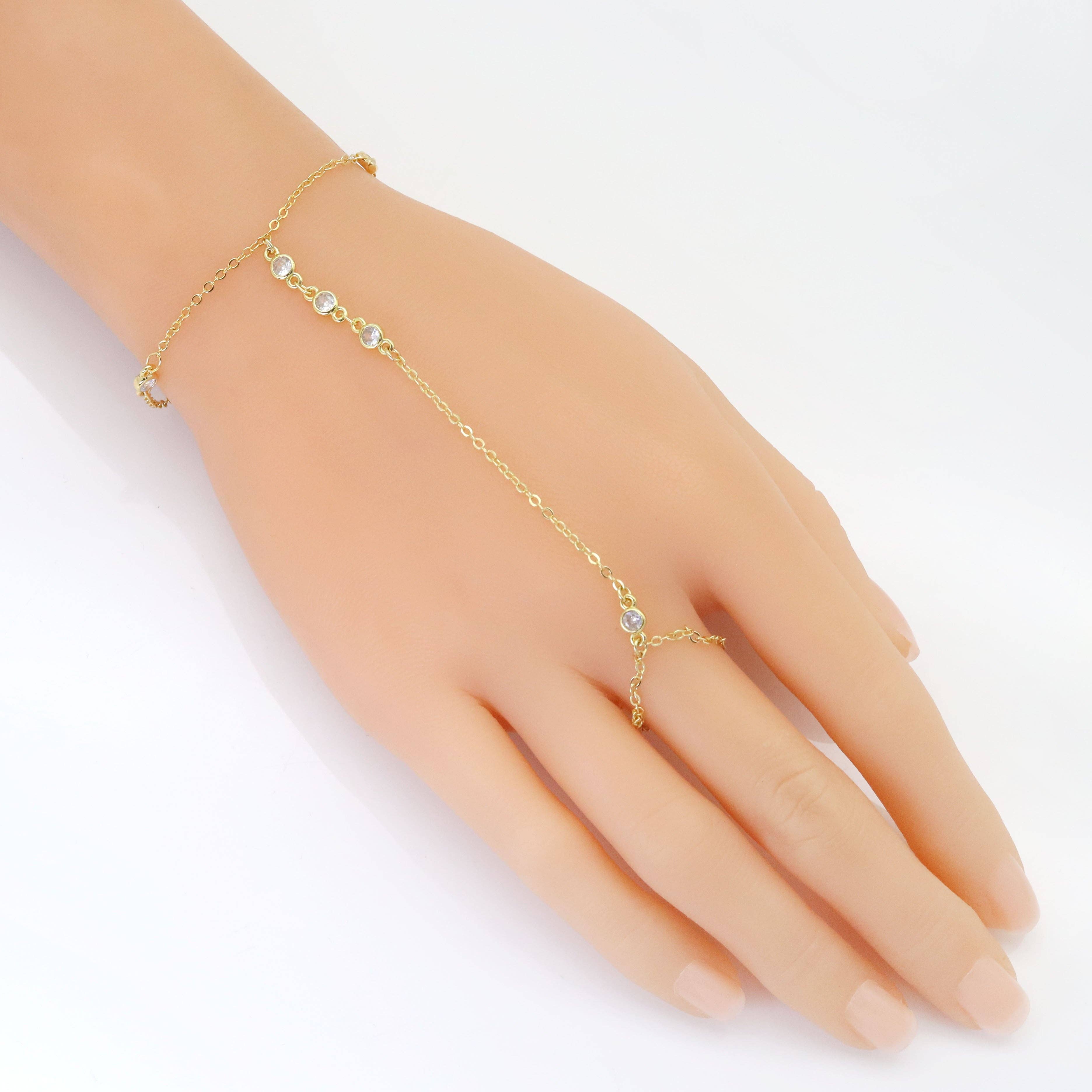 BestBeads&Beyond - Wholesale Link & Chain Bracelet - CZ Gold Silver CZ link Chain Hand Jewelry, Sku#EF5571
