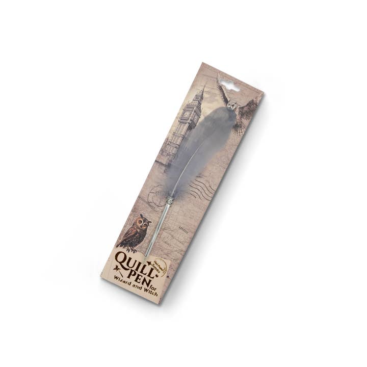 Pack x10 Quill Ball Pen On Backing Card - Grey for wholesale by Mad Witch Ltd