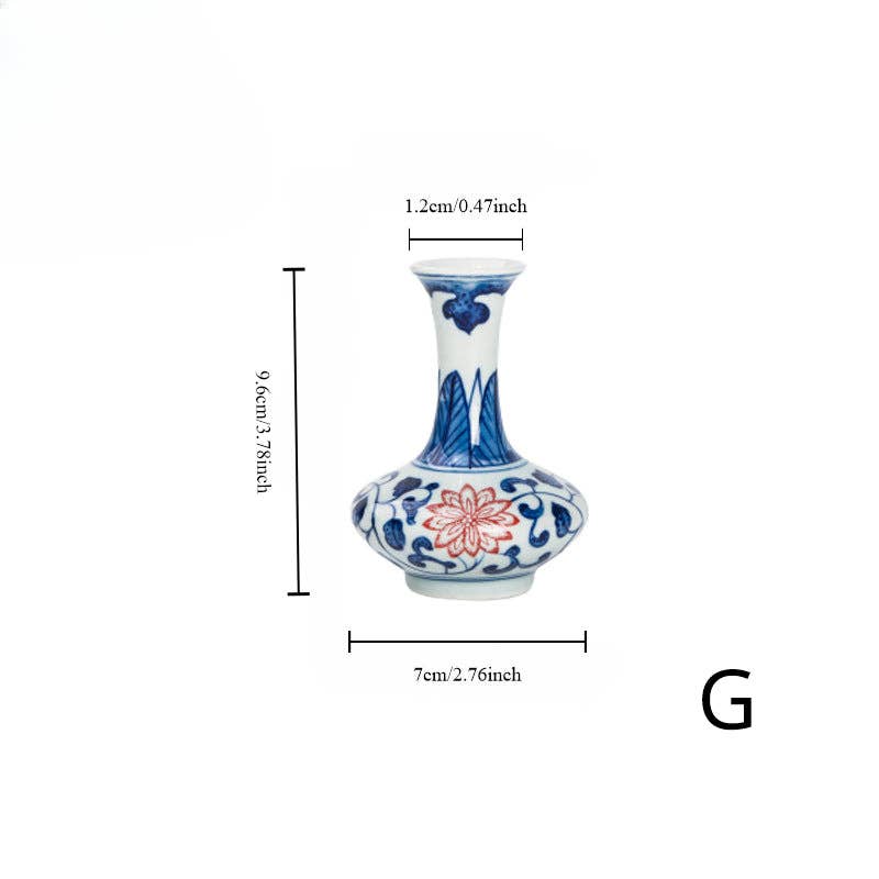 Gohobi （We cover U.S. import duties） - Wholesale Vase - Gohobi Hand-painted Blue and White Porcelain Vase (Red Flowers)6