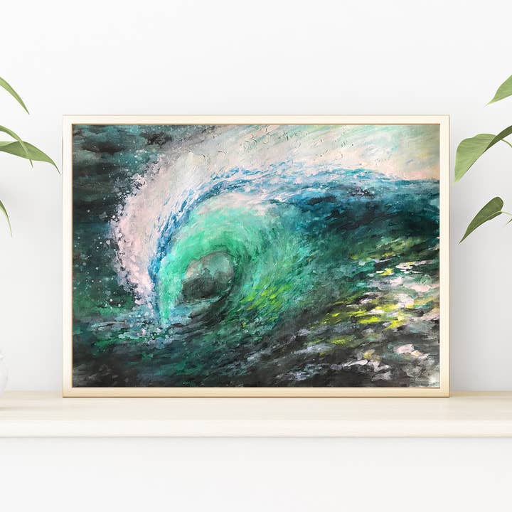 Impresión de Arte de Pared Pintura de Olas - "Ola de Medianoche" para venta al por mayor de Aubrey Emi Designs