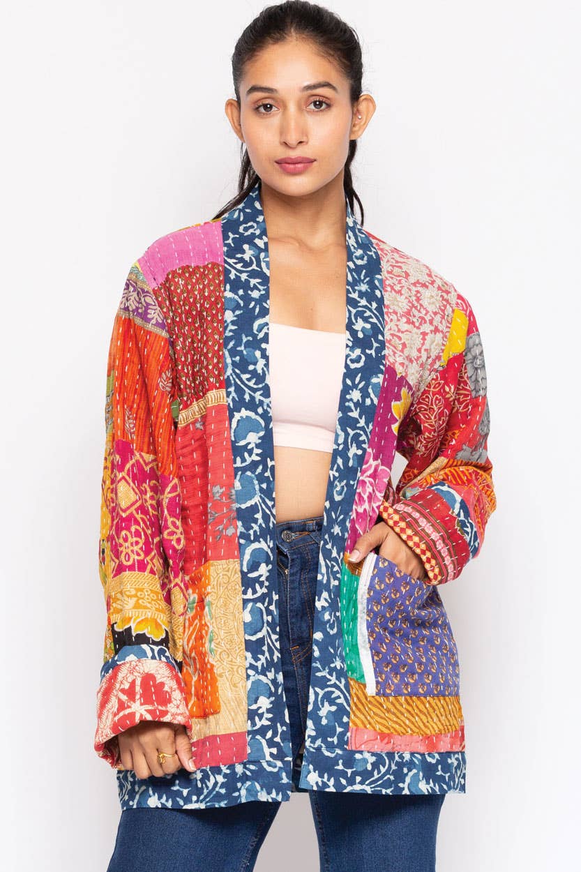 Sevya Handmade - Wholesale Jacket - Women's - Reversible Kantha Quilted Sari Jacket