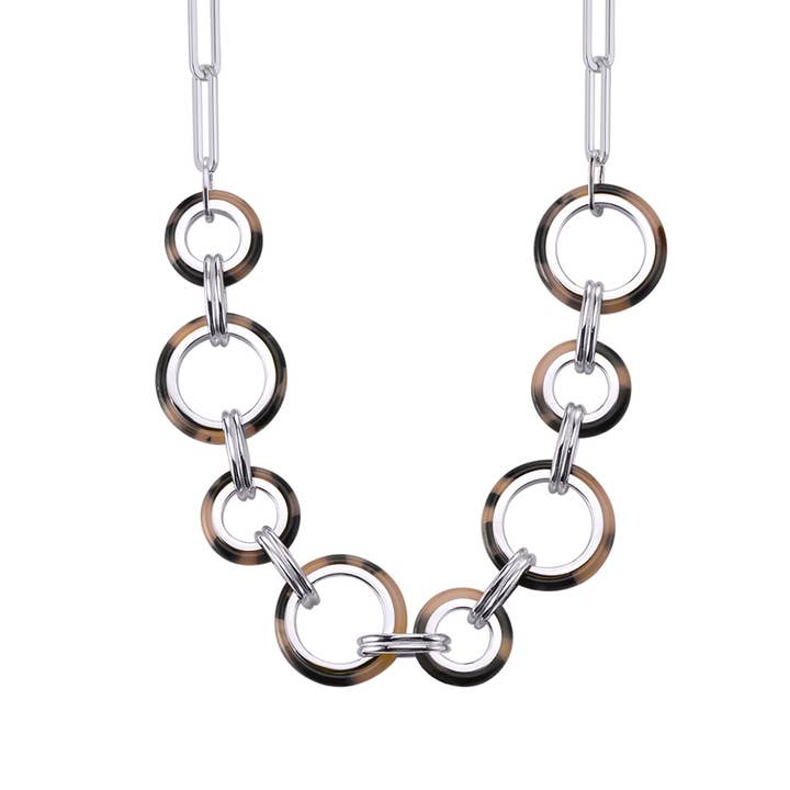 Collana multipla rotonda e in argento con acetato di tartaruga @726 per la vendita all'ingrosso da parte di ORUS BIJOUX