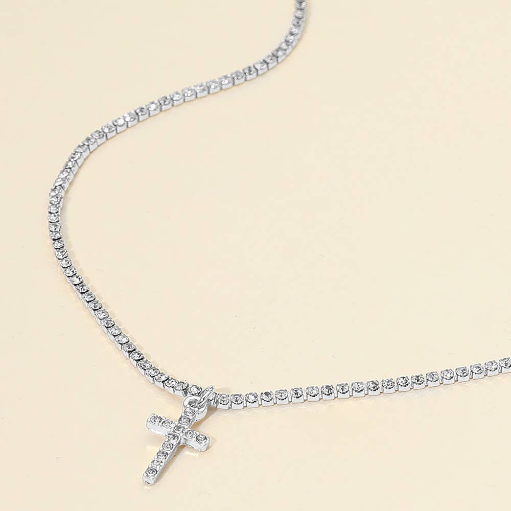 Sensibling Corp. - Wholesale Pendant/Charm Necklace - Cross Pendant Tennis Chain Necklace4