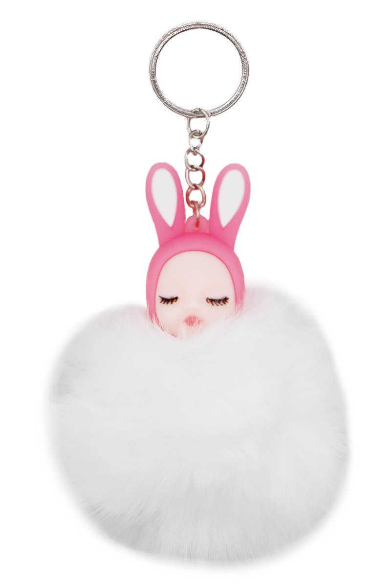 Cap Zone - Wholesale Keychain - Women's - Dreamy Bunny Baby Figurine Fuzzy Pom Pom Keychain8
