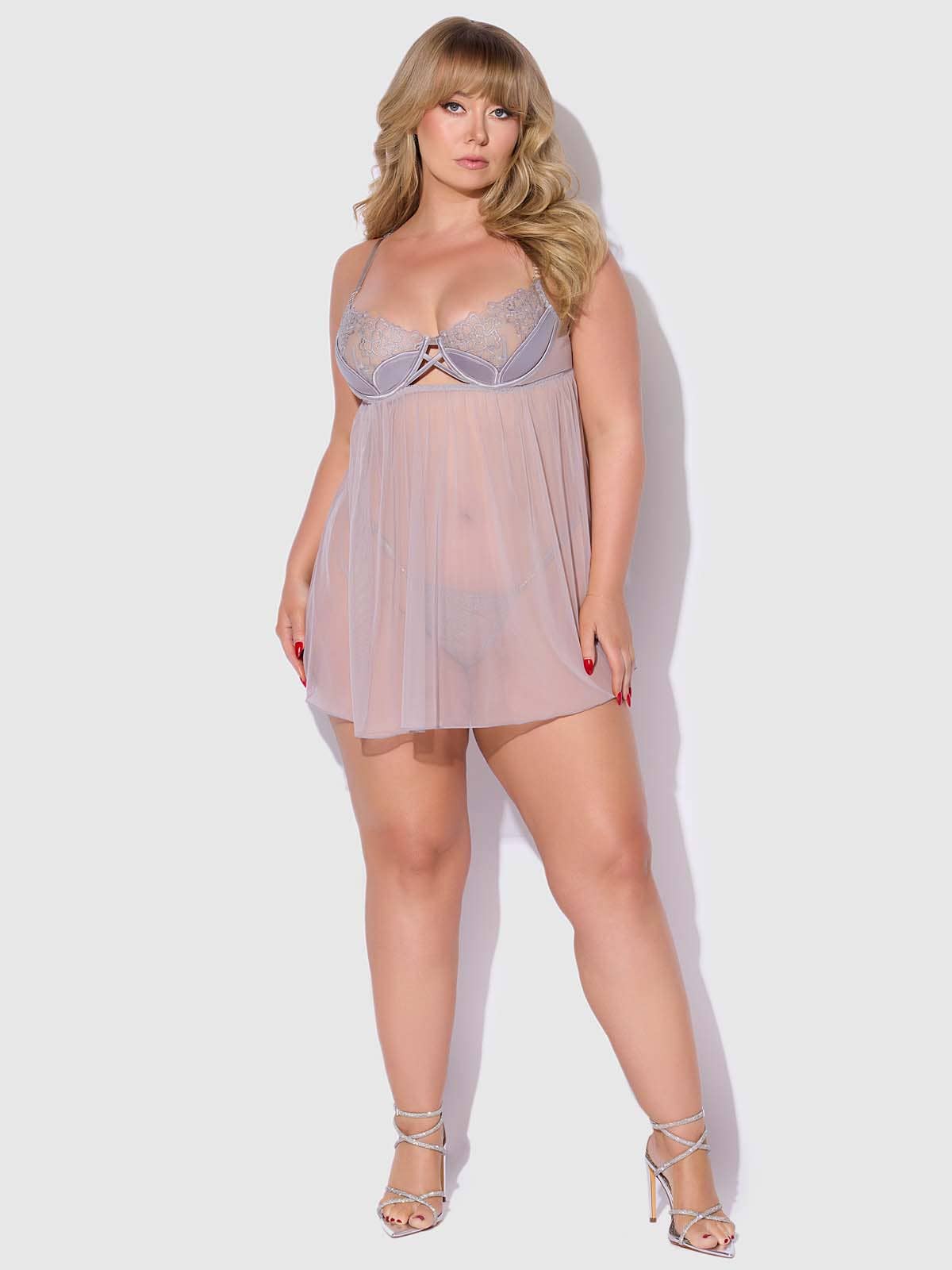 House of Desire - Wholesale Lingerie Set - Women's - EDEN EMBROIDERED MESH & SATIN BABYDOLL17